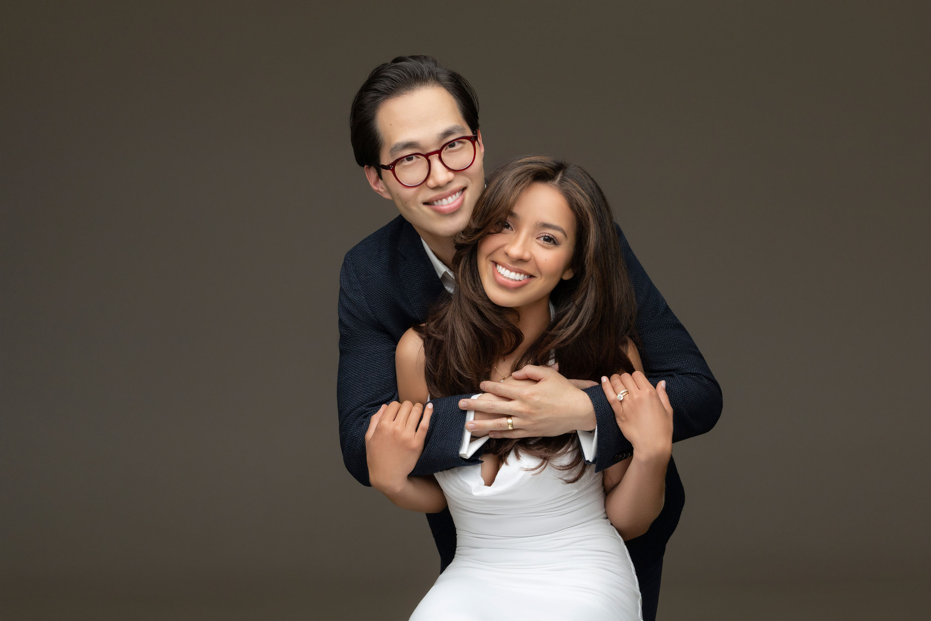Couple photographed together in the studio.