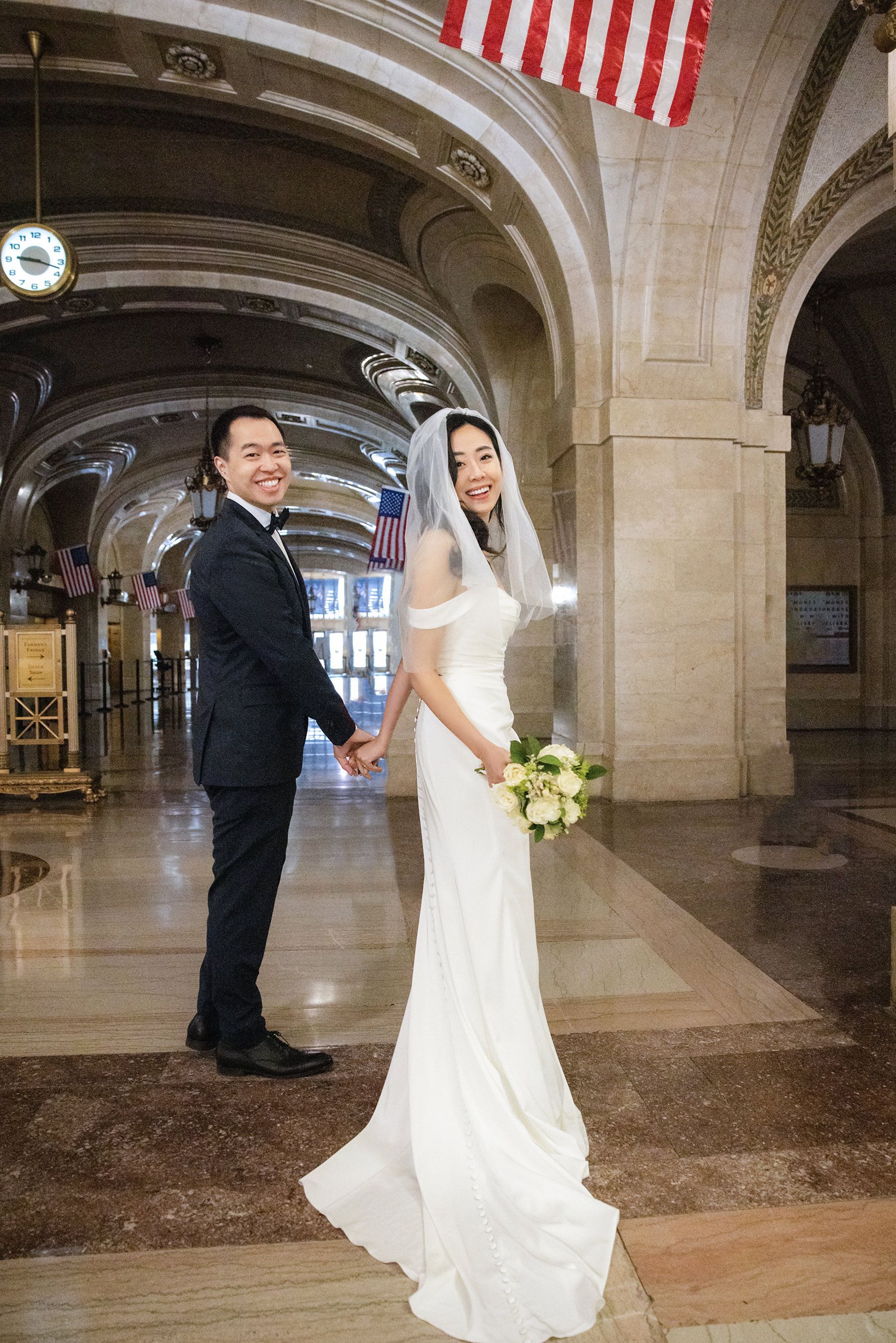 Amber and Fan during their intimate wedding